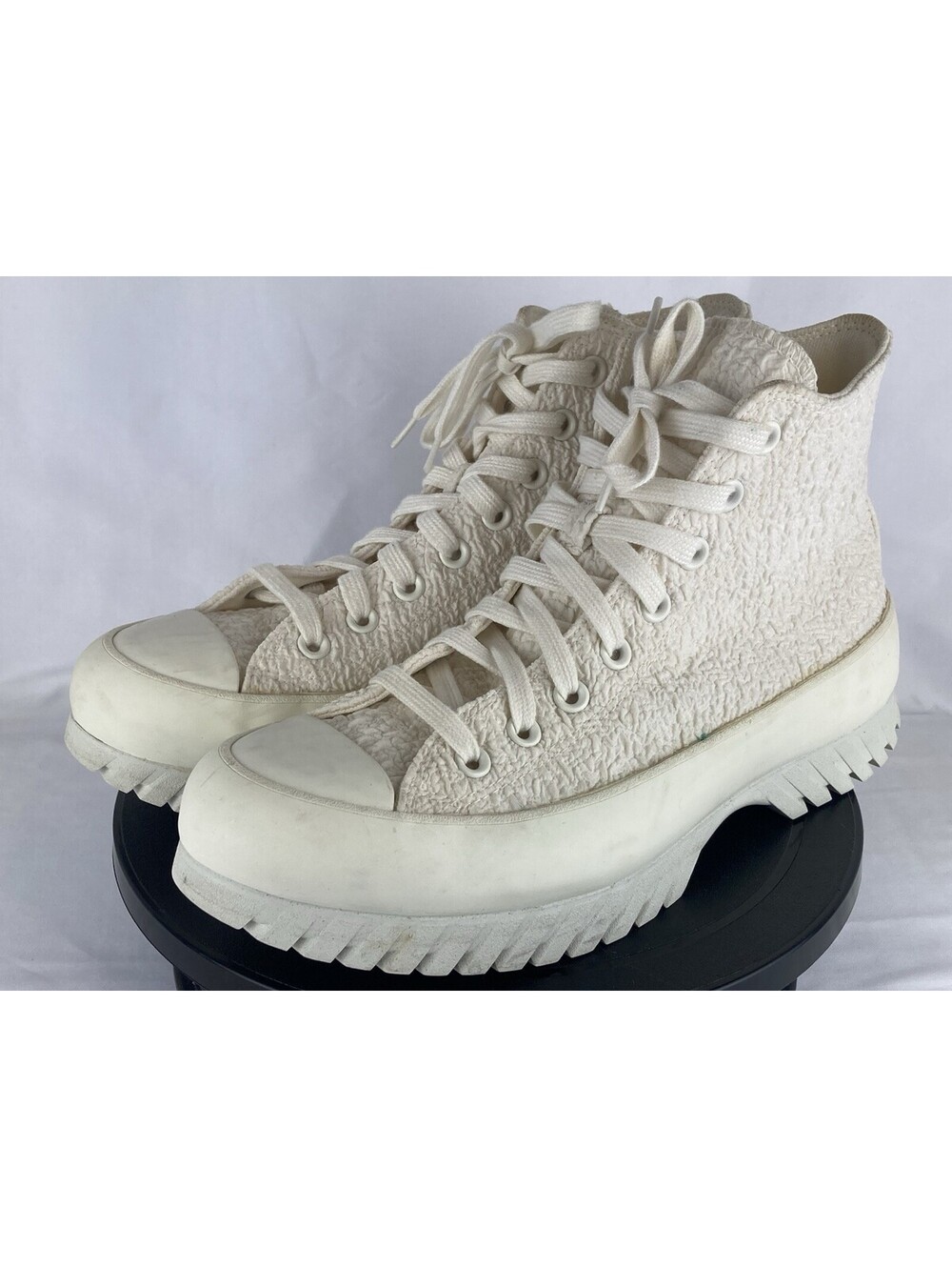 Womens 10.5 Converse Chuck Taylor All Star Lugged Hi Texturized Off White Canvas